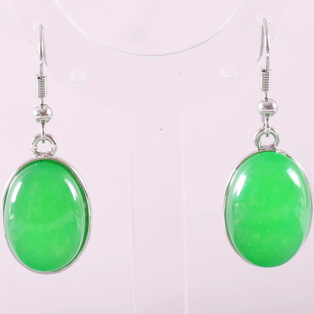 Natural Stone White Opal Howlite Dangle Earrings for Women Gem Blue Lapis Cabochon CAB Oval Beads Drop Earrings