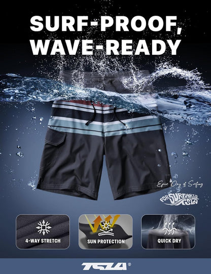 Men'S Swim Trunks, Quick Dry Swimming Beach Board Shorts, Lightweight Swimwear Bathing Suits with Pockets