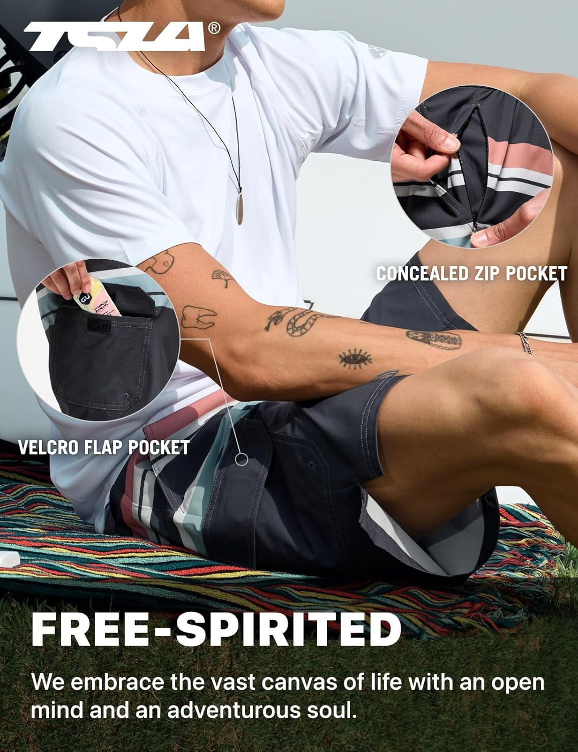 Men'S Swim Trunks, Quick Dry Swimming Beach Board Shorts, Lightweight Swimwear Bathing Suits with Pockets