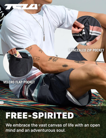 Men'S Swim Trunks, Quick Dry Swimming Beach Board Shorts, Lightweight Swimwear Bathing Suits with Pockets
