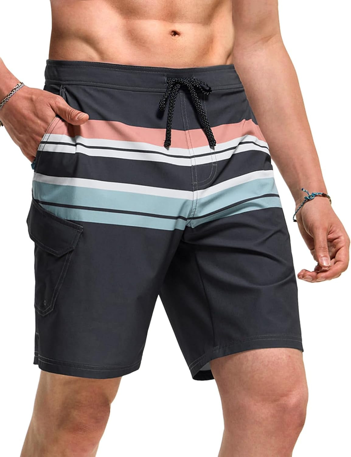 Men'S Swim Trunks, Quick Dry Swimming Beach Board Shorts, Lightweight Swimwear Bathing Suits with Pockets