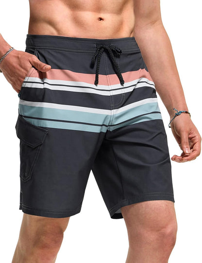 Men'S Swim Trunks, Quick Dry Swimming Beach Board Shorts, Lightweight Swimwear Bathing Suits with Pockets