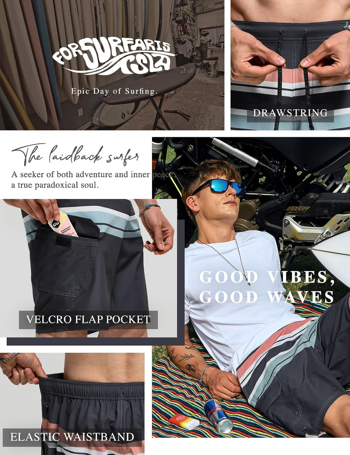 Men'S Swim Trunks, Quick Dry Swimming Beach Board Shorts, Lightweight Swimwear Bathing Suits with Pockets