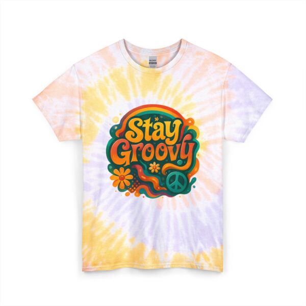 Stay Groovy Tie Dye T-Shirt, Unisex Hippie Festival Tee, Retro Boho Cotton Shirt, Colorful Summer Top, Casual Vintage Graphic Tee